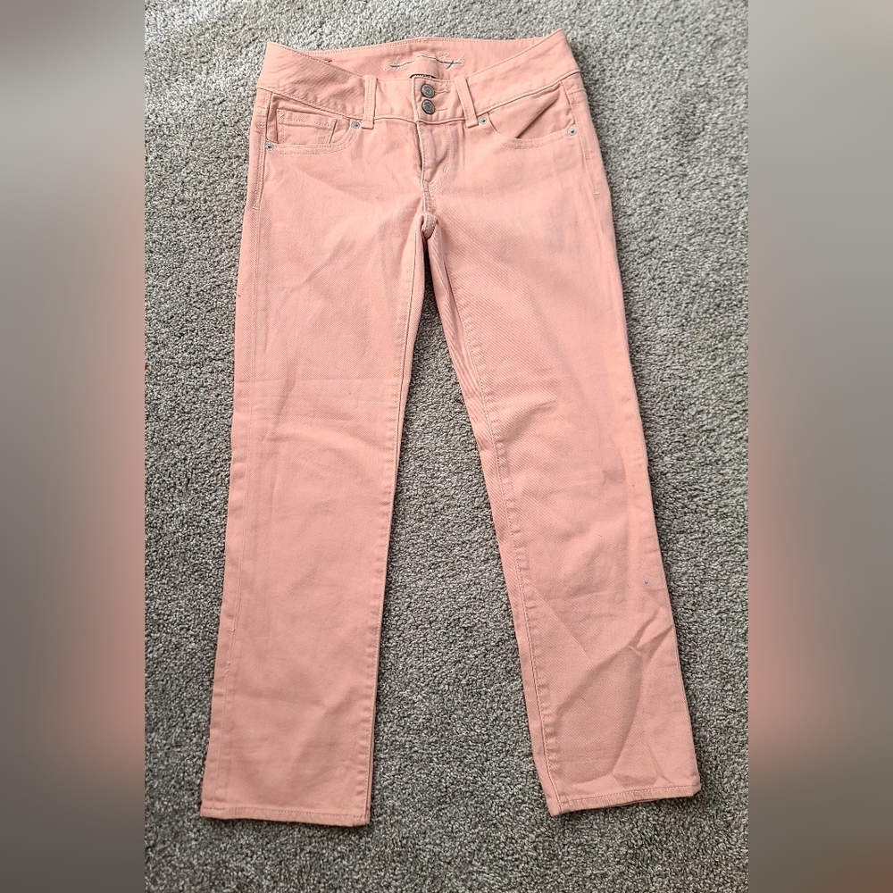 Pink Straight "Artist" Style Leg Ankle Jeans